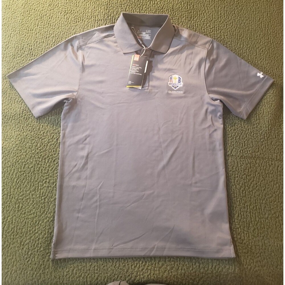 Under Armour 2016 Ryder Cup Polo Shirt Mens SMALL Golf Grey Loose Heat Gear